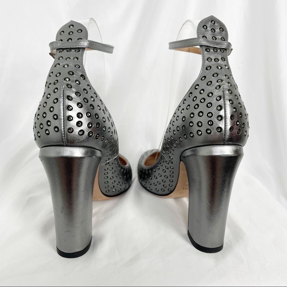 Valentino Garavani Tango Crystal Embellished Metallic Leather Pumps Silver - Picture 6 of 12